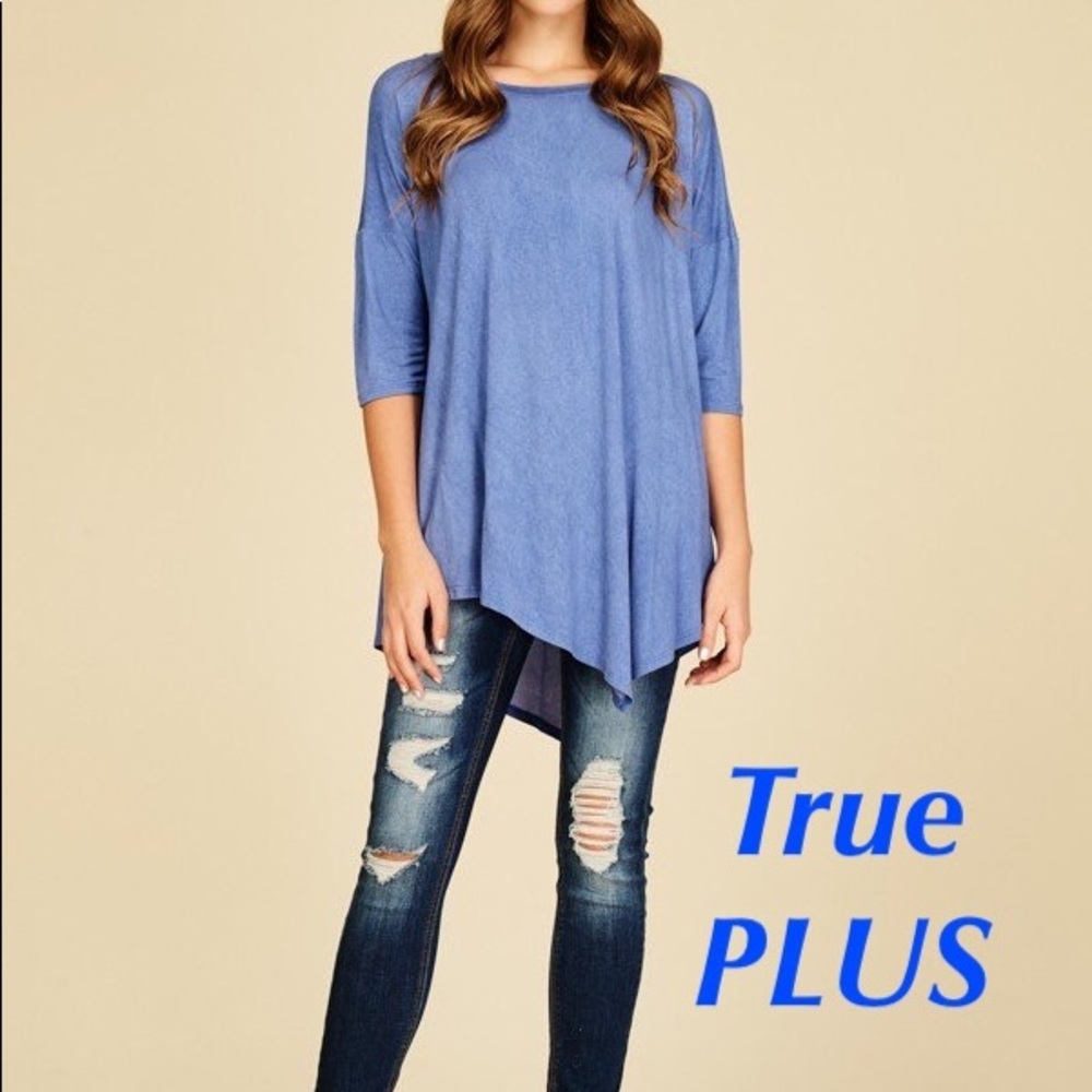 PLUS distressed indigo tunic loose fit